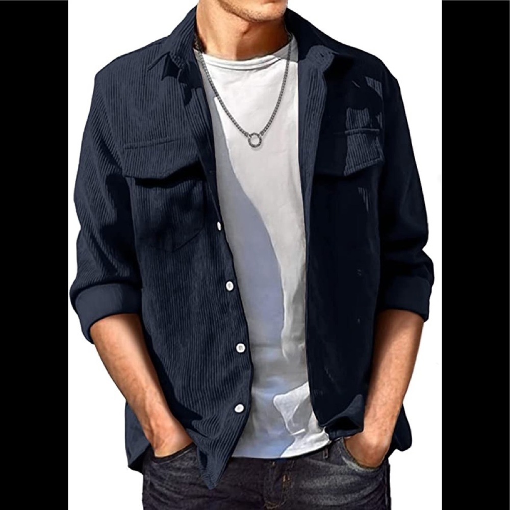 New Mens Lightweight Corduroy Jacket Button Closure Multiple Sizes